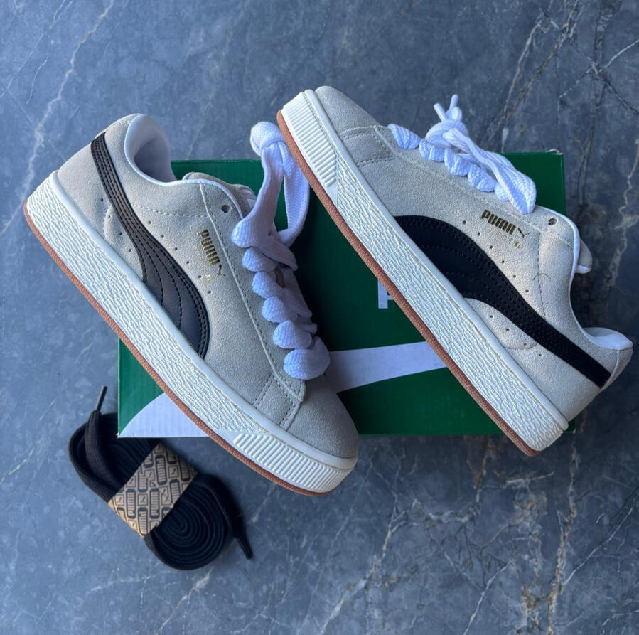 puma suede xl TALLA 36 Precio: 29€ Modelo:396577 47. Zapatillas Puma Suede XL color beige grisáceo claro con banda lateral negra
